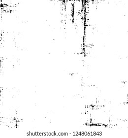 Grunge overlay layer. Abstract black and white vector background. Monochrome vintage surface with dirty pattern in cracks, spots, dots. Old painted wall in dark horror style design