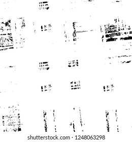 Grunge overlay layer. Abstract black and white vector background. Monochrome vintage surface with dirty pattern in cracks, spots, dots. Old painted wall in dark horror style design