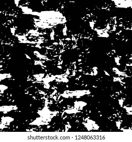 Grunge overlay layer. Abstract black and white vector background. Monochrome vintage surface with dirty pattern in cracks, spots, dots. Old painted wall in dark horror style design