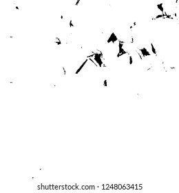 Grunge overlay layer. Abstract black and white vector background. Monochrome vintage surface with dirty pattern in cracks, spots, dots. Old painted wall in dark horror style design