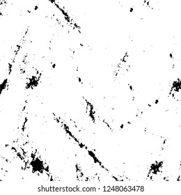 Grunge overlay layer. Abstract black and white vector background. Monochrome vintage surface with dirty pattern in cracks, spots, dots. Old painted wall in dark horror style design