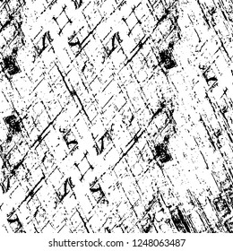 Grunge overlay layer. Abstract black and white vector background. Monochrome vintage surface with dirty pattern in cracks, spots, dots. Old painted wall in dark horror style design