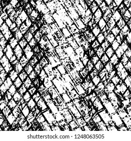Grunge overlay layer. Abstract black and white vector background. Monochrome vintage surface with dirty pattern in cracks, spots, dots. Old painted wall in dark horror style design