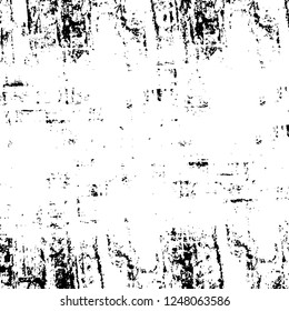 Grunge overlay layer. Abstract black and white vector background. Monochrome vintage surface with dirty pattern in cracks, spots, dots. Old painted wall in dark horror style design