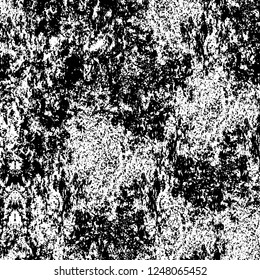 Grunge overlay layer. Abstract black and white vector background. Monochrome vintage surface with dirty pattern in cracks, spots, dots. Old painted wall in dark horror style design