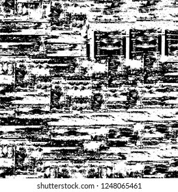 Grunge overlay layer. Abstract black and white vector background. Monochrome vintage surface with dirty pattern in cracks, spots, dots. Old painted wall in dark horror style design