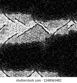 Grunge overlay layer. Abstract black and white vector background. Monochrome vintage surface with dirty pattern in cracks, spots, dots. Old painted wall in dark horror style design