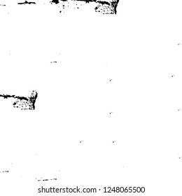 Grunge overlay layer. Abstract black and white vector background. Monochrome vintage surface with dirty pattern in cracks, spots, dots. Old painted wall in dark horror style design