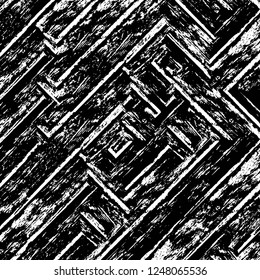 Grunge overlay layer. Abstract black and white vector background. Monochrome vintage surface with dirty pattern in cracks, spots, dots. Old painted wall in dark horror style design