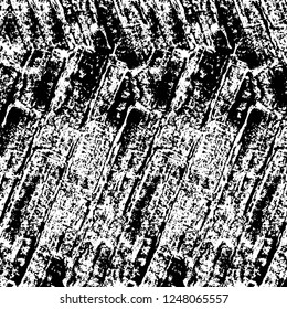 Grunge overlay layer. Abstract black and white vector background. Monochrome vintage surface with dirty pattern in cracks, spots, dots. Old painted wall in dark horror style design
