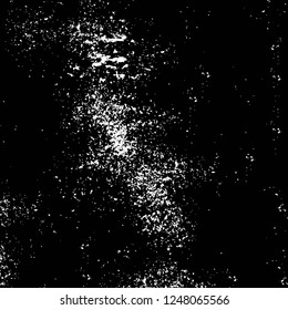 Grunge overlay layer. Abstract black and white vector background. Monochrome vintage surface with dirty pattern in cracks, spots, dots. Old painted wall in dark horror style design