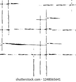Grunge overlay layer. Abstract black and white vector background. Monochrome vintage surface with dirty pattern in cracks, spots, dots. Old painted wall in dark horror style design