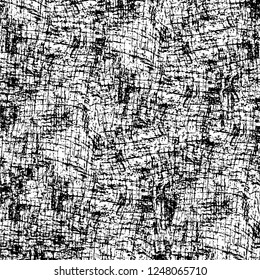 Grunge overlay layer. Abstract black and white vector background. Monochrome vintage surface with dirty pattern in cracks, spots, dots. Old painted wall in dark horror style design