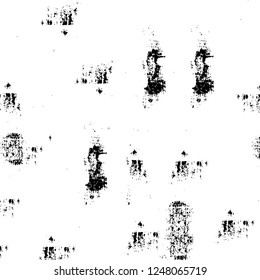 Grunge overlay layer. Abstract black and white vector background. Monochrome vintage surface with dirty pattern in cracks, spots, dots. Old painted wall in dark horror style design