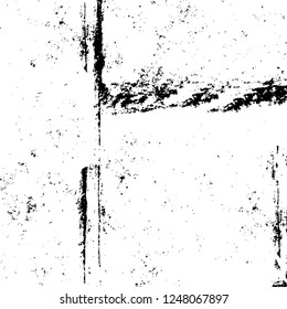 Grunge overlay layer. Abstract black and white vector background. Monochrome vintage surface with dirty pattern in cracks, spots, dots. Old painted wall in dark horror style design