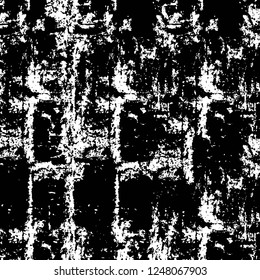 Grunge overlay layer. Abstract black and white vector background. Monochrome vintage surface with dirty pattern in cracks, spots, dots. Old painted wall in dark horror style design