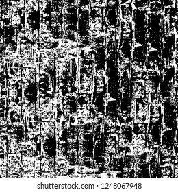 Grunge overlay layer. Abstract black and white vector background. Monochrome vintage surface with dirty pattern in cracks, spots, dots. Old painted wall in dark horror style design