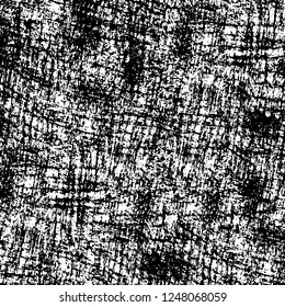 Grunge overlay layer. Abstract black and white vector background. Monochrome vintage surface with dirty pattern in cracks, spots, dots. Old painted wall in dark horror style design