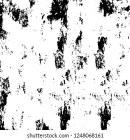 Grunge overlay layer. Abstract black and white vector background. Monochrome vintage surface with dirty pattern in cracks, spots, dots. Old painted wall in dark horror style design