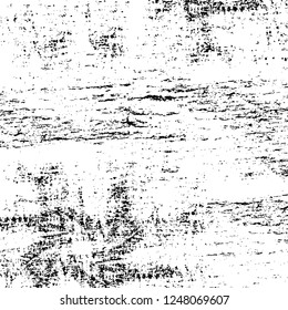 Grunge overlay layer. Abstract black and white vector background. Monochrome vintage surface with dirty pattern in cracks, spots, dots. Old painted wall in dark horror style design
