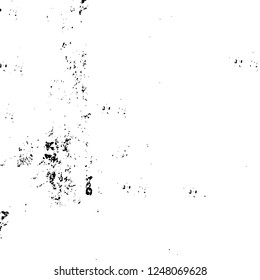 Grunge overlay layer. Abstract black and white vector background. Monochrome vintage surface with dirty pattern in cracks, spots, dots. Old painted wall in dark horror style design