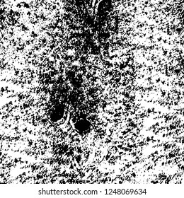 Grunge overlay layer. Abstract black and white vector background. Monochrome vintage surface with dirty pattern in cracks, spots, dots. Old painted wall in dark horror style design
