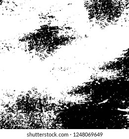 Grunge overlay layer. Abstract black and white vector background. Monochrome vintage surface with dirty pattern in cracks, spots, dots. Old painted wall in dark horror style design