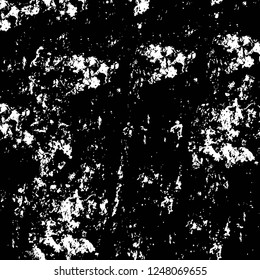 Grunge overlay layer. Abstract black and white vector background. Monochrome vintage surface with dirty pattern in cracks, spots, dots. Old painted wall in dark horror style design
