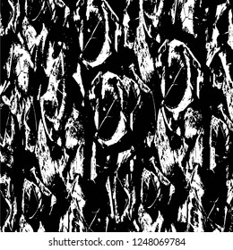 Grunge overlay layer. Abstract black and white vector background. Monochrome vintage surface with dirty pattern in cracks, spots, dots. Old painted wall in dark horror style design