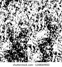 Grunge overlay layer. Abstract black and white vector background. Monochrome vintage surface with dirty pattern in cracks, spots, dots. Old painted wall in dark horror style design