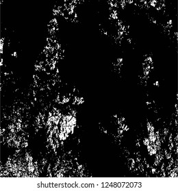 Grunge overlay layer. Abstract black and white vector background. Monochrome vintage surface with dirty pattern in cracks, spots, dots. Old painted wall in dark horror style design