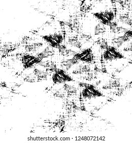Grunge overlay layer. Abstract black and white vector background. Monochrome vintage surface with dirty pattern in cracks, spots, dots. Old painted wall in dark horror style design