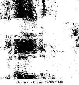 Grunge overlay layer. Abstract black and white vector background. Monochrome vintage surface with dirty pattern in cracks, spots, dots. Old painted wall in dark horror style design