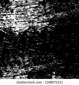 Grunge overlay layer. Abstract black and white vector background. Monochrome vintage surface with dirty pattern in cracks, spots, dots. Old painted wall in dark horror style design