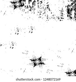 Grunge overlay layer. Abstract black and white vector background. Monochrome vintage surface with dirty pattern in cracks, spots, dots. Old painted wall in dark horror style design