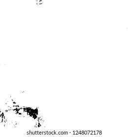 Grunge overlay layer. Abstract black and white vector background. Monochrome vintage surface with dirty pattern in cracks, spots, dots. Old painted wall in dark horror style design