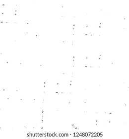 Grunge overlay layer. Abstract black and white vector background. Monochrome vintage surface with dirty pattern in cracks, spots, dots. Old painted wall in dark horror style design