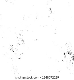 Grunge overlay layer. Abstract black and white vector background. Monochrome vintage surface with dirty pattern in cracks, spots, dots. Old painted wall in dark horror style design