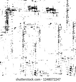 Grunge overlay layer. Abstract black and white vector background. Monochrome vintage surface with dirty pattern in cracks, spots, dots. Old painted wall in dark horror style design