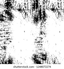 Grunge overlay layer. Abstract black and white vector background. Monochrome vintage surface with dirty pattern in cracks, spots, dots. Old painted wall in dark horror style design