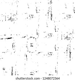 Grunge overlay layer. Abstract black and white vector background. Monochrome vintage surface with dirty pattern in cracks, spots, dots. Old painted wall in dark horror style design