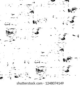 Grunge overlay layer. Abstract black and white vector background. Monochrome vintage surface with dirty pattern in cracks, spots, dots. Old painted wall in dark horror style design