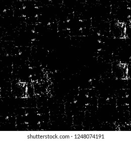 Grunge overlay layer. Abstract black and white vector background. Monochrome vintage surface with dirty pattern in cracks, spots, dots. Old painted wall in dark horror style design