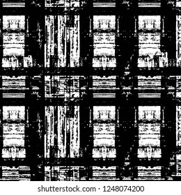 Grunge overlay layer. Abstract black and white vector background. Monochrome vintage surface with dirty pattern in cracks, spots, dots. Old painted wall in dark horror style design
