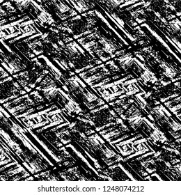 Grunge overlay layer. Abstract black and white vector background. Monochrome vintage surface with dirty pattern in cracks, spots, dots. Old painted wall in dark horror style design