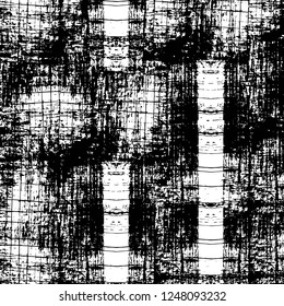 Grunge overlay layer. Abstract black and white vector background. Monochrome vintage surface with dirty pattern in cracks, spots, dots. Old painted wall in dark horror style design