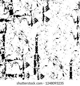 Grunge overlay layer. Abstract black and white vector background. Monochrome vintage surface with dirty pattern in cracks, spots, dots. Old painted wall in dark horror style design