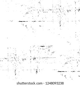 Grunge overlay layer. Abstract black and white vector background. Monochrome vintage surface with dirty pattern in cracks, spots, dots. Old painted wall in dark horror style design