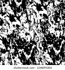 Grunge overlay layer. Abstract black and white vector background. Monochrome vintage surface with dirty pattern in cracks, spots, dots. Old painted wall in dark horror style design