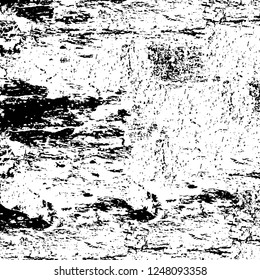 Grunge overlay layer. Abstract black and white vector background. Monochrome vintage surface with dirty pattern in cracks, spots, dots. Old painted wall in dark horror style design